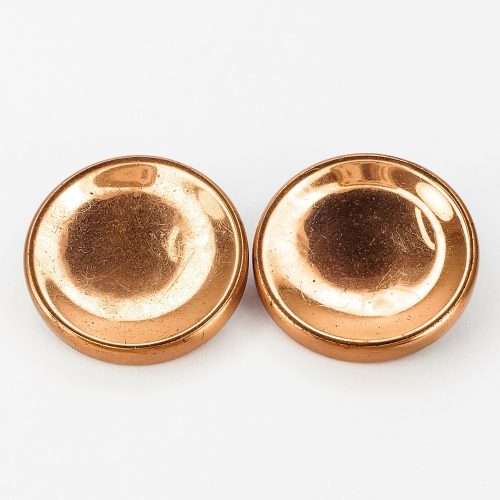Renoir Clip On Earrings Copper OS Rose Gold Vintage Convex Dome Button Modernist